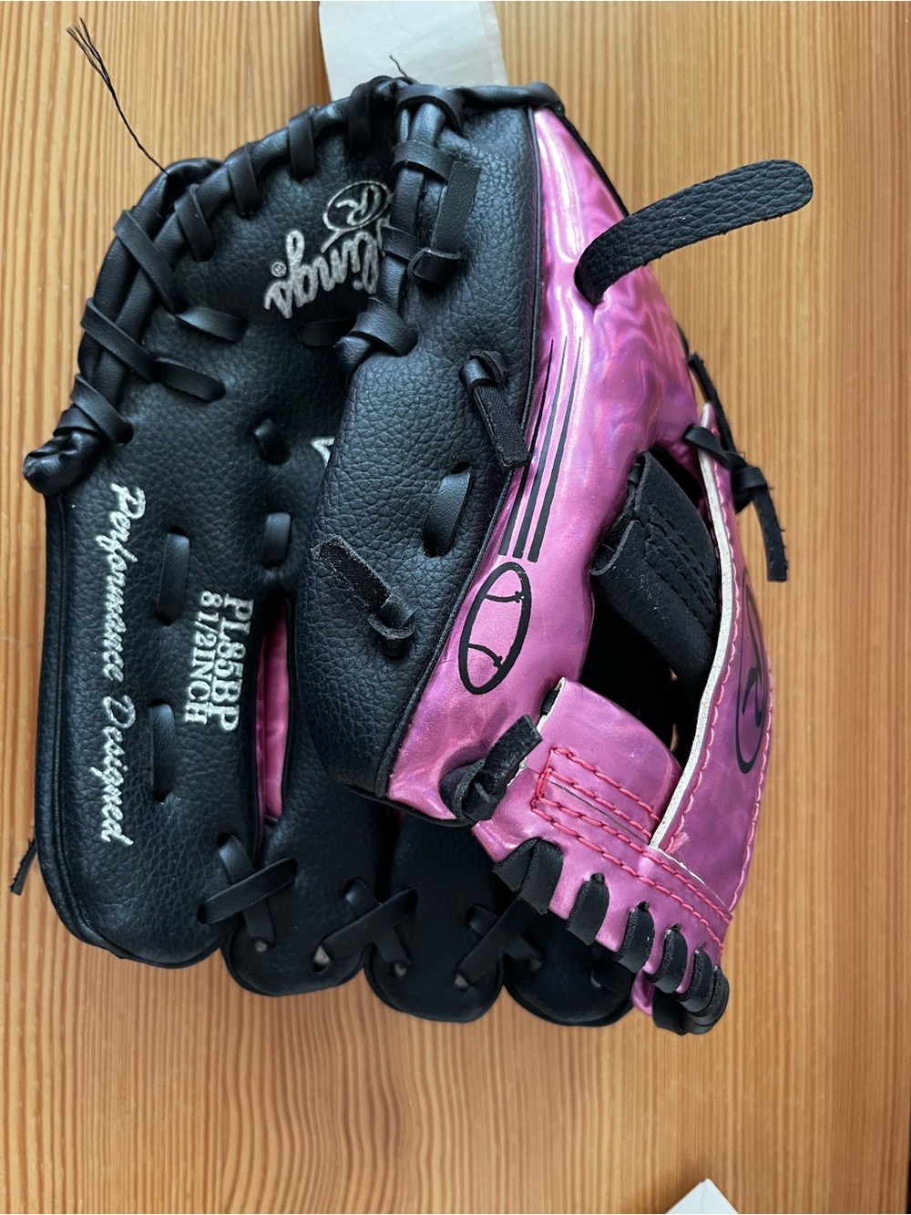 Rawlings Pink and Black Girls' Baseball Glove - Picture 6 of 7